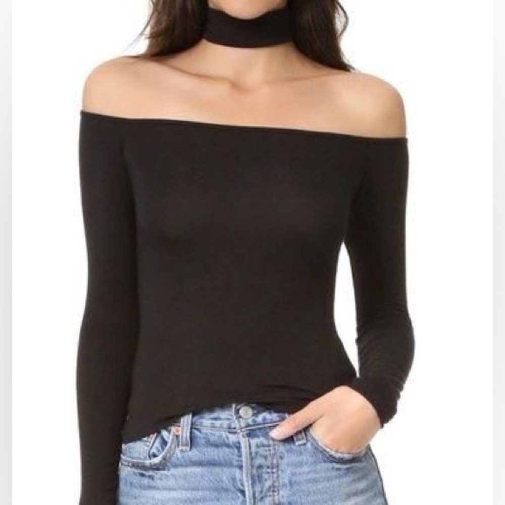 CLAYTON Black Viscose Collar Crop Top size XS